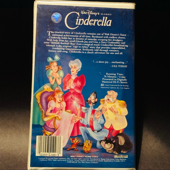 Walt Disney Home Video CINDERELLA VHS ( black diamond edition). - Picture 2 of 14